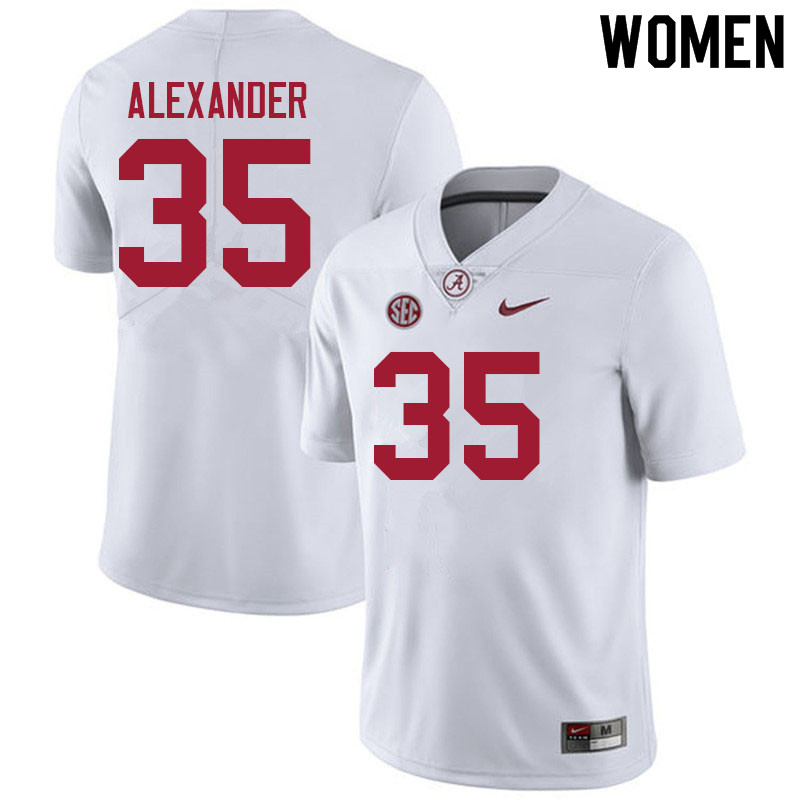 Women #35 Jeremiah Alexander Alabama White Tide College Football Jerseys Sale-White